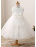 Ivory Sequin Tulle Flower Girl Dress With Big Bow